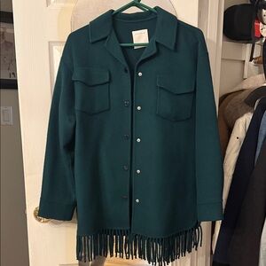 Sandro Green Jacket with Fringe